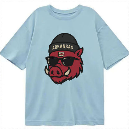 Fayetteville Razorback wearing Arkansas beanie with hog patch - Classic T-shirt - Light Blue