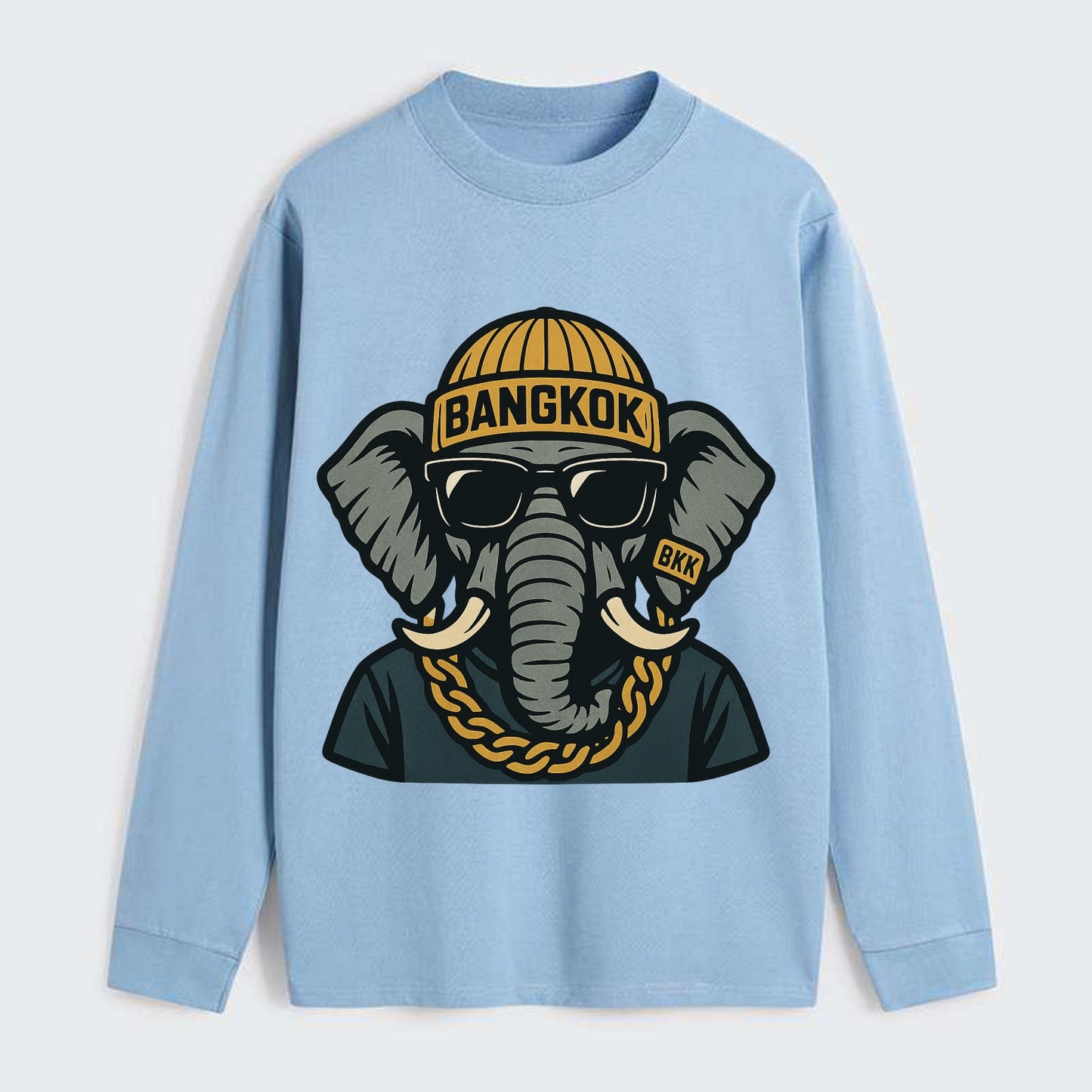 Bangkok Elephant - Classic Long Sleeve Shirt - Light Blue