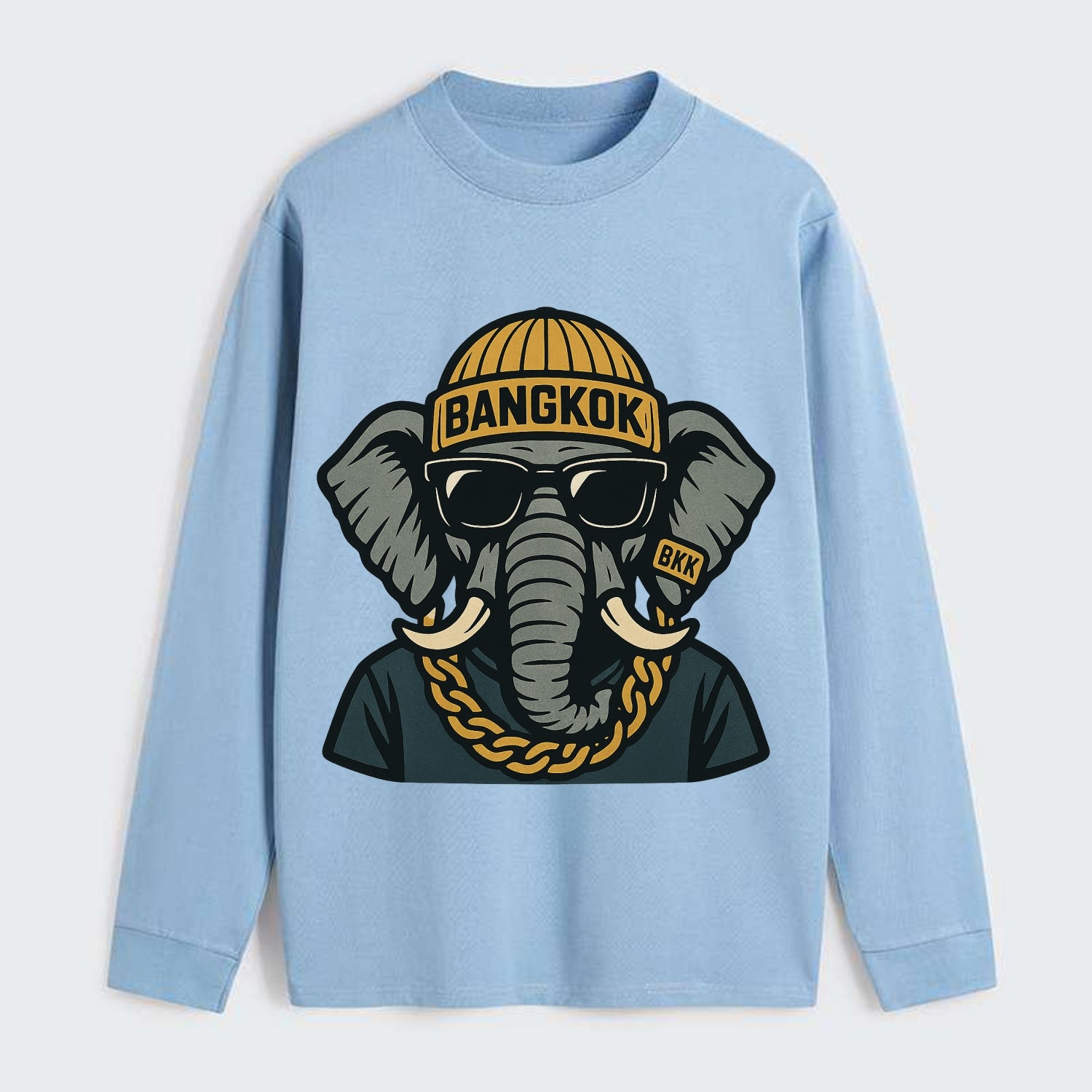 Bangkok Elephant - Classic Long Sleeve Shirt - Light Blue