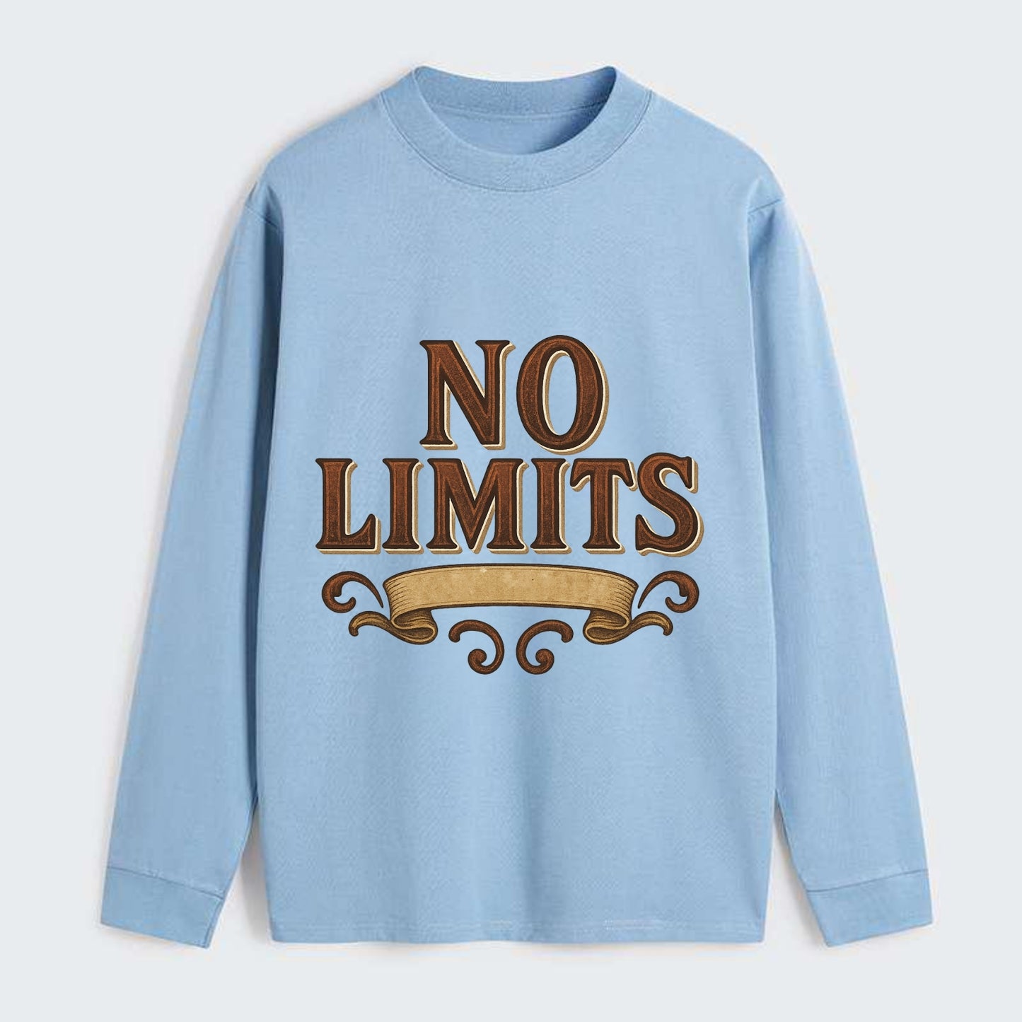 Bold typography design - "NO LIMITS" - boundless potential - Classic Long Sleeve Shirt - Light Blue