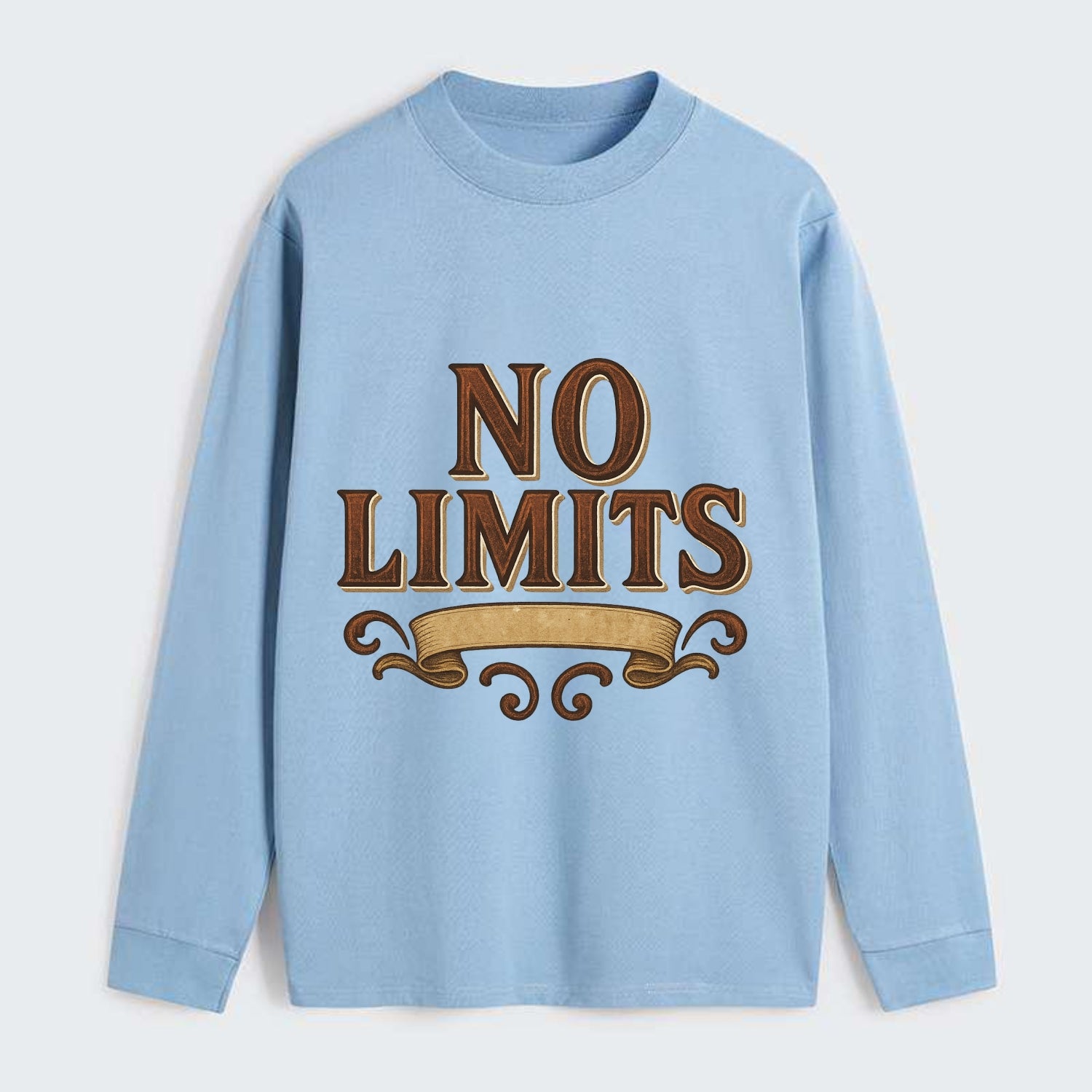 Bold typography design - "NO LIMITS" - boundless potential - Classic Long Sleeve Shirt - Light Blue