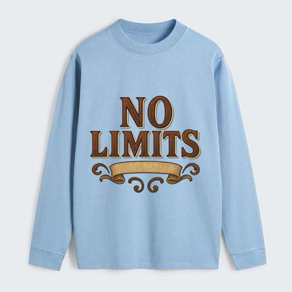 Bold typography design - "NO LIMITS" - boundless potential - Classic Long Sleeve Shirt - Light Blue