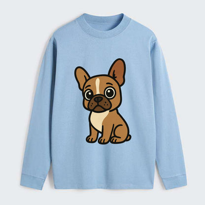 French Bulldog - Head tilt one ear up - Classic Long Sleeve Shirt - Light Blue