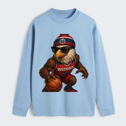 DC Eagle wearing Wizards red white and blue beanie with monument patch - Classic Long Sleeve Shirt - Light Blue