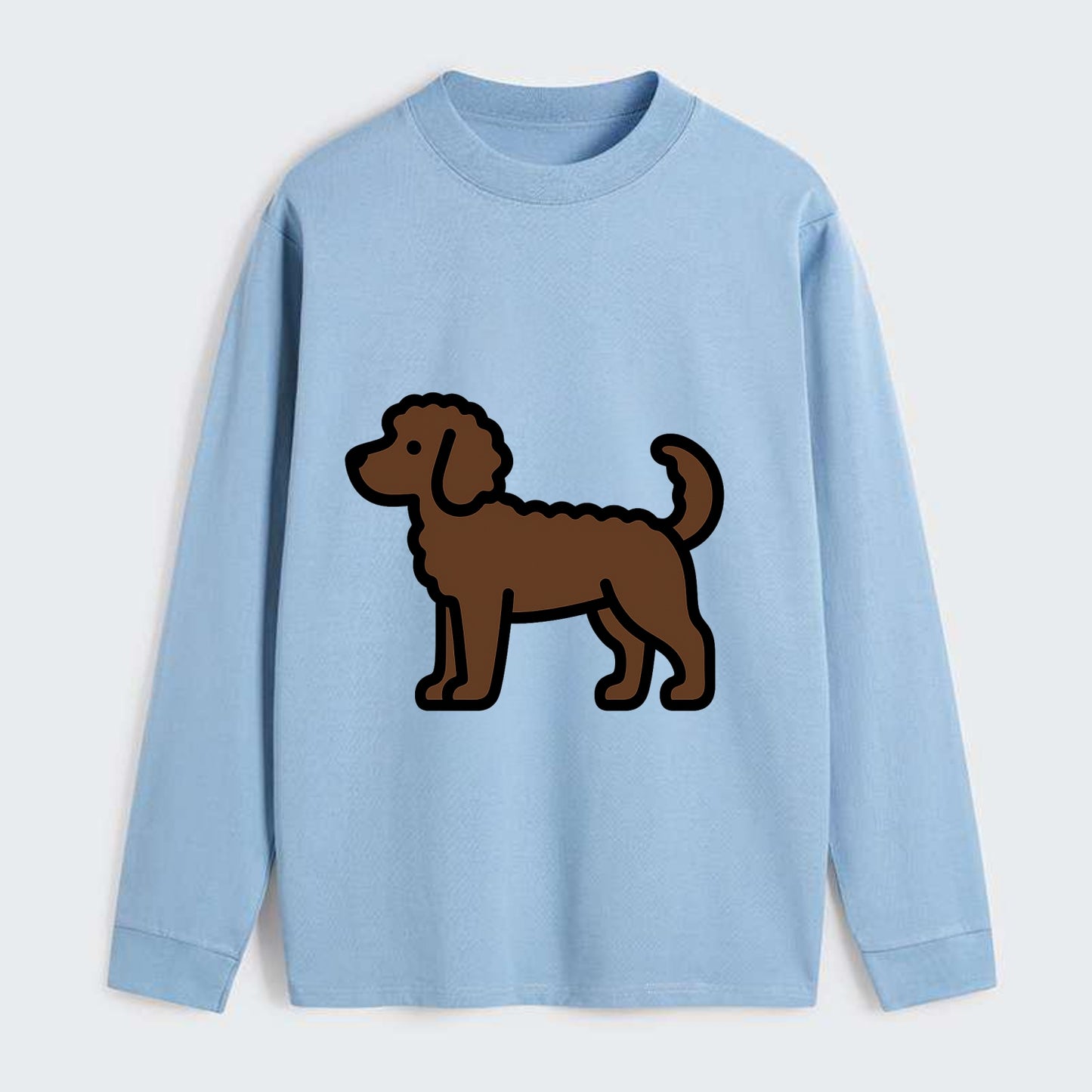 Labradoodle - Chocolate curly flat side profile - Classic Long Sleeve Shirt - Light Blue