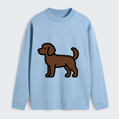 Labradoodle - Chocolate curly flat side profile - Classic Long Sleeve Shirt - Light Blue