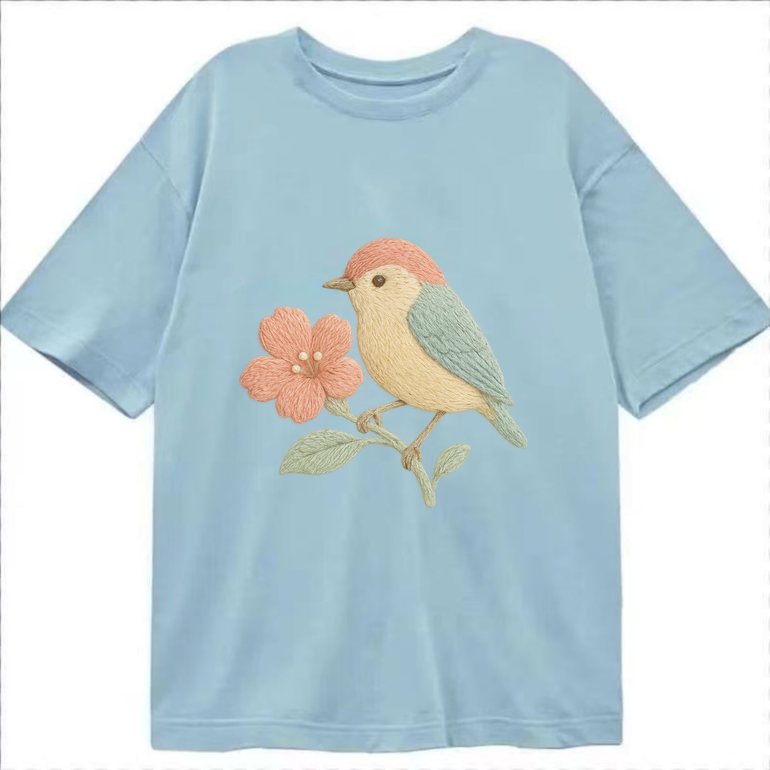 Peach Flowerpecker - Classic T-shirt - Light Blue
