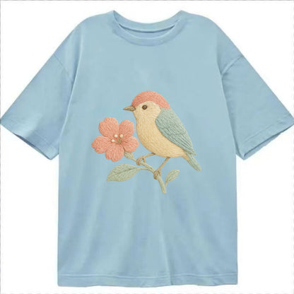Peach Flowerpecker - Classic T-shirt - Light Blue