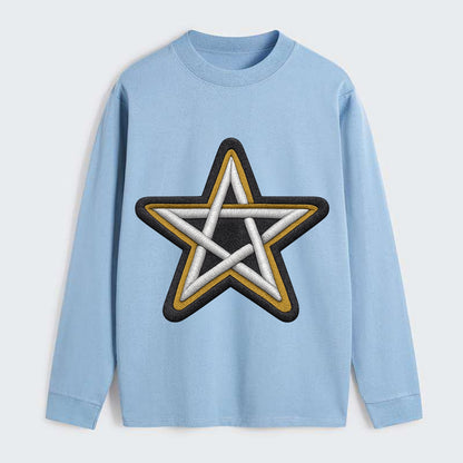 PENTAGRAM STAR - five point star in silver , protection - Classic Long Sleeve Shirt - Light Blue