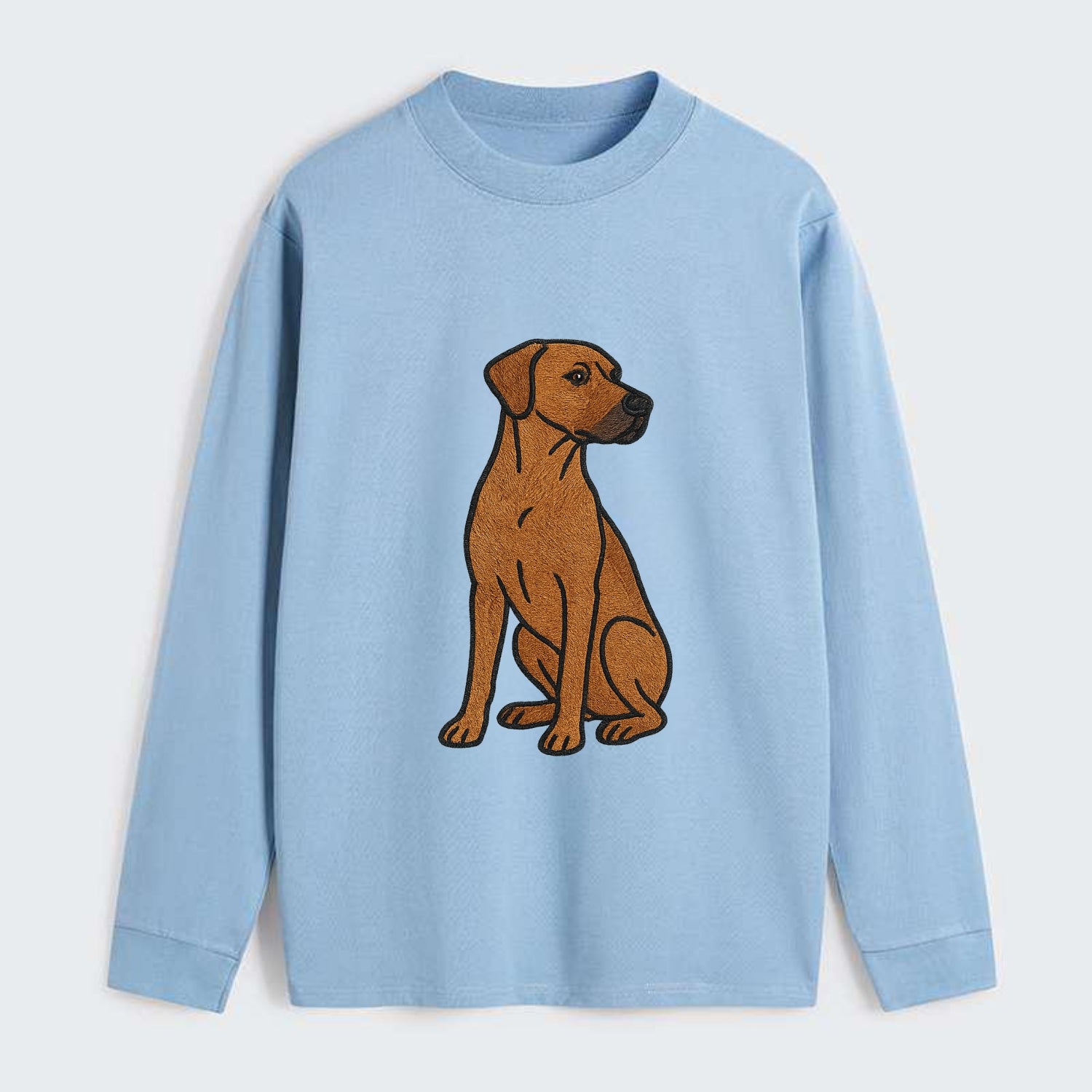 Rhodesian Ridgeback - Red wheaten embroidered pose - Classic Long Sleeve Shirt - Light Blue