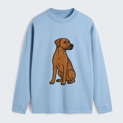 Rhodesian Ridgeback - Red wheaten embroidered pose - Classic Long Sleeve Shirt - Light Blue