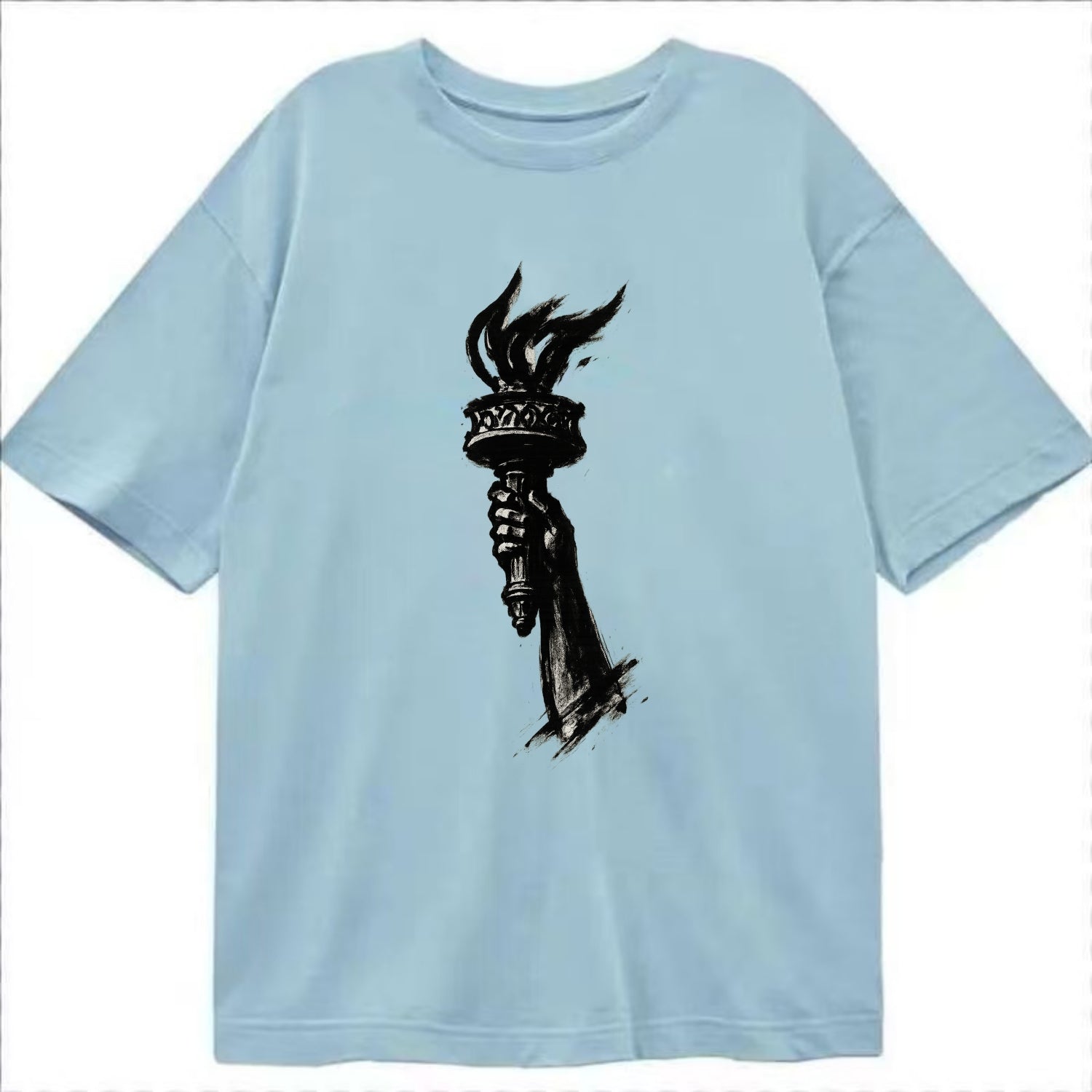 Statue of Liberty torch - freedom and democracy ink painting - Classic T-shirt - Light Blue