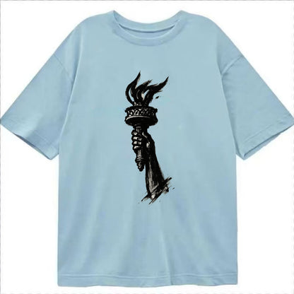 Statue of Liberty torch - freedom and democracy ink painting - Classic T-shirt - Light Blue