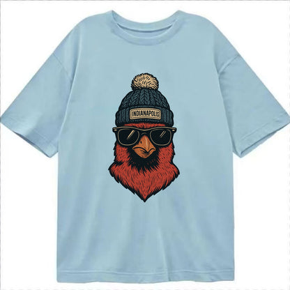 Indiana Cardinal wearing Indianapolis beanie with pom pom and wayfarer sunglasses - Classic T-shirt - Light Blue