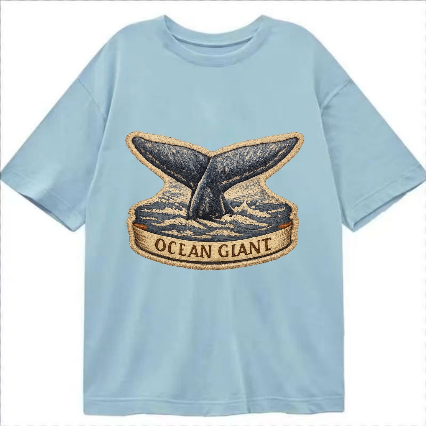 WHALE TAIL - diving whale in blue and gray , ocean giant - Classic T-shirt - Light Blue