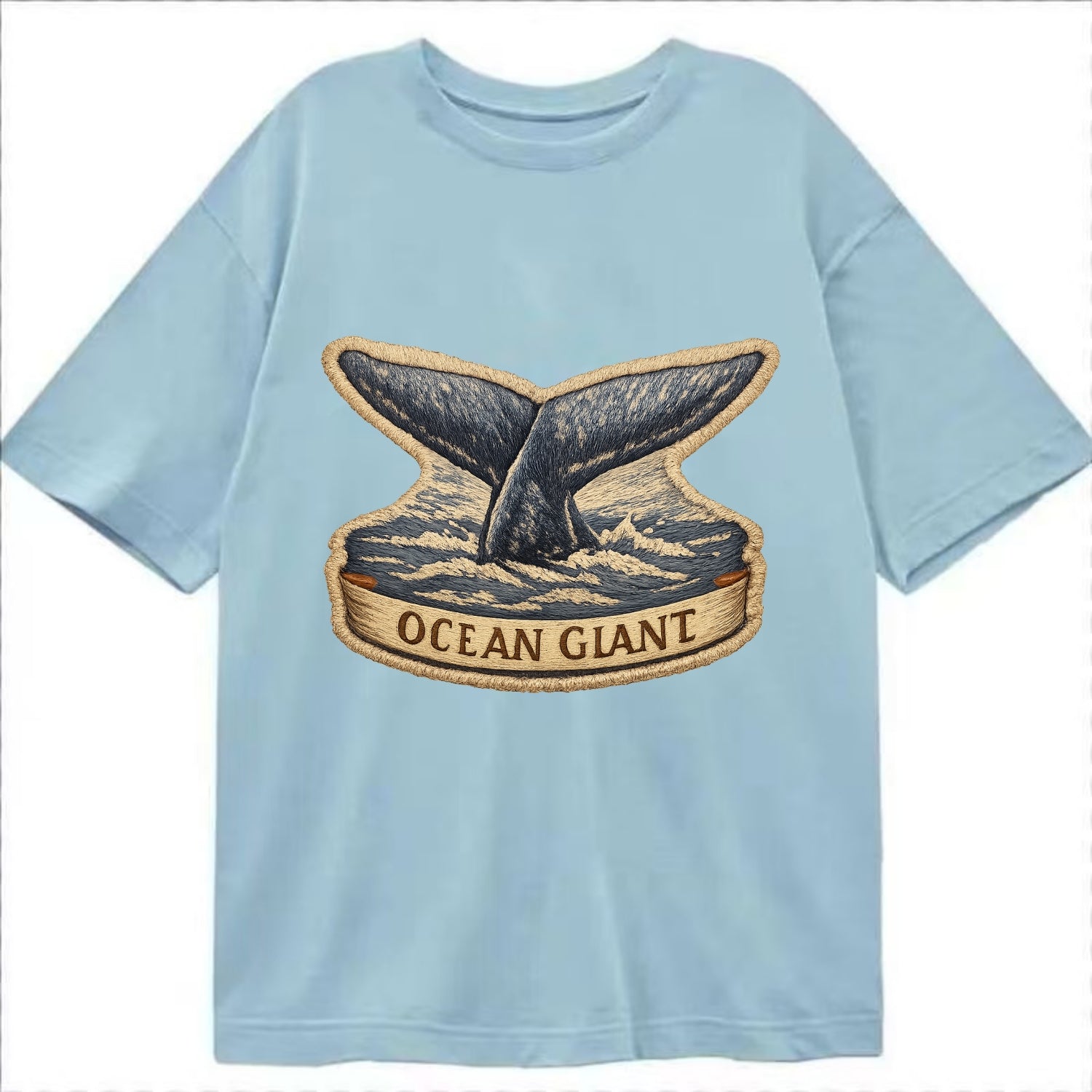 WHALE TAIL - diving whale in blue and gray , ocean giant - Classic T-shirt - Light Blue