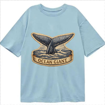 WHALE TAIL - diving whale in blue and gray , ocean giant - Classic T-shirt - Light Blue