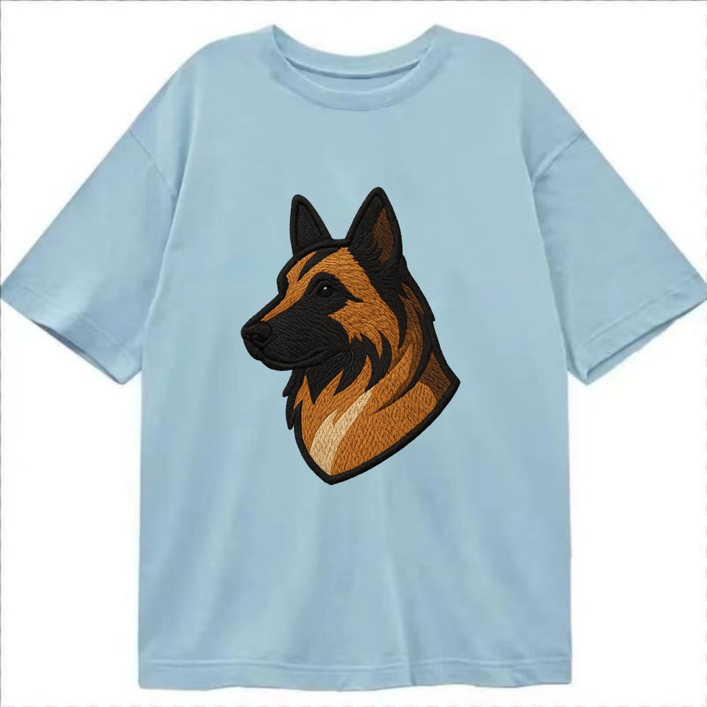 Belgian Tervuren - Fawn with black overlay embroidered design - Classic T-shirt - Light Blue