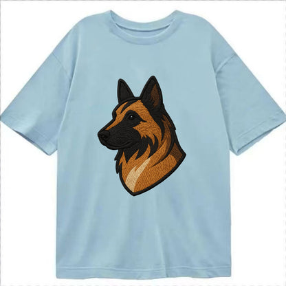 Belgian Tervuren - Fawn with black overlay embroidered design - Classic T-shirt - Light Blue