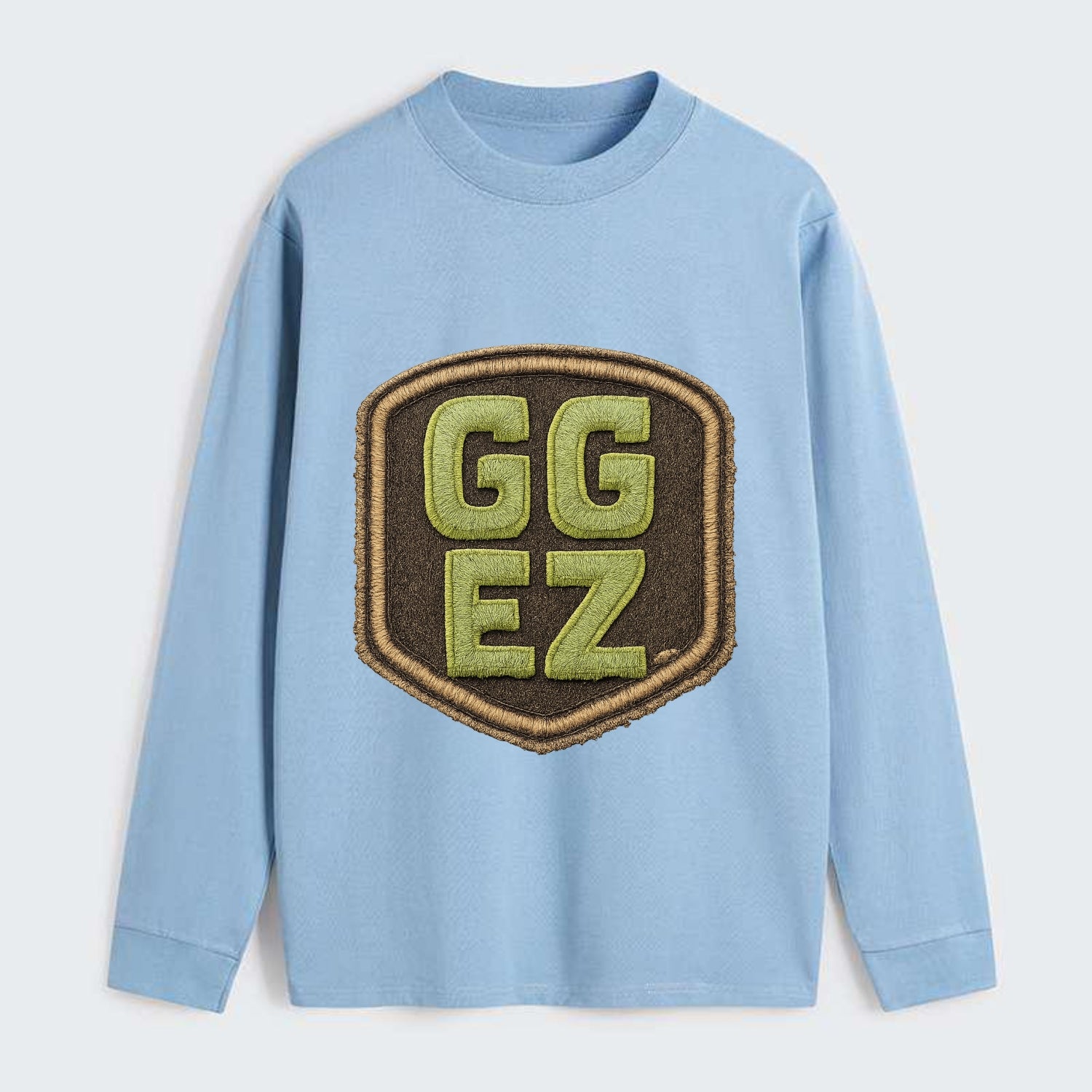 GG EZ - victory text in neon green , easy win - Classic Long Sleeve Shirt - Light Blue