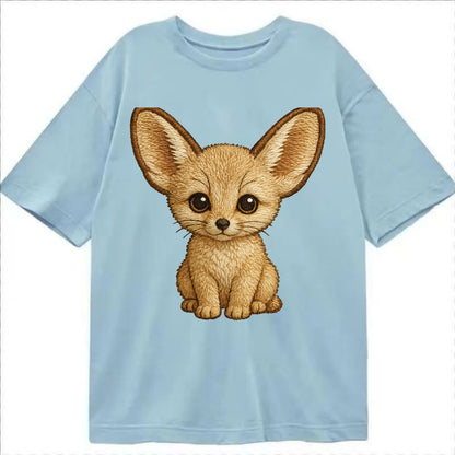 Baby Fennec Fox - huge ears, cream fur, large dark eyes, front-facing, desert baby - Classic T-shirt - Light Blue