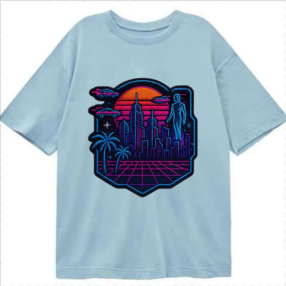 Cyberpunk City - Classic T-shirt - Light Blue