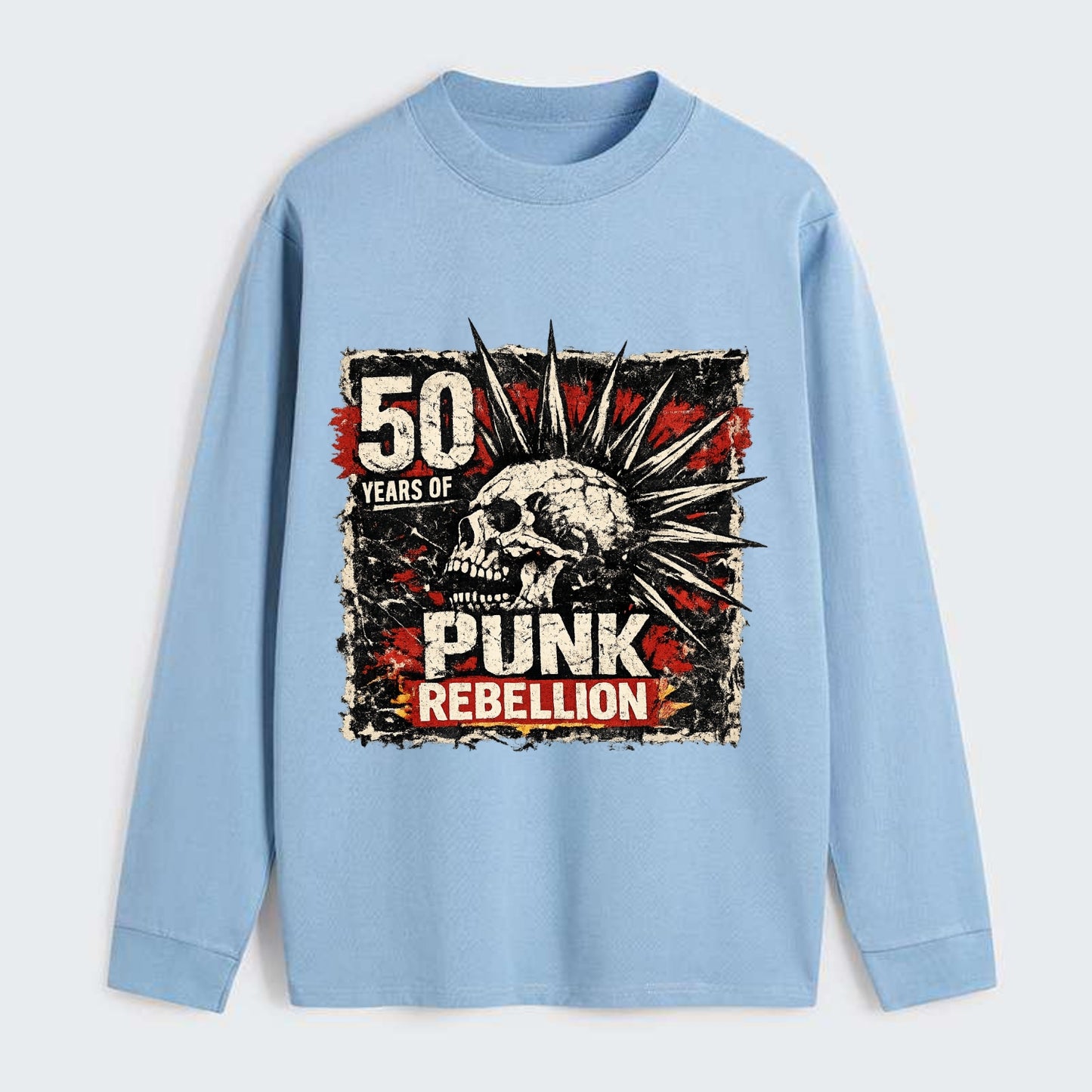 MOHAWK RISING | Spiked hair silhouette | Liberty spikes | Punk identity - Classic Long Sleeve Shirt - Light Blue