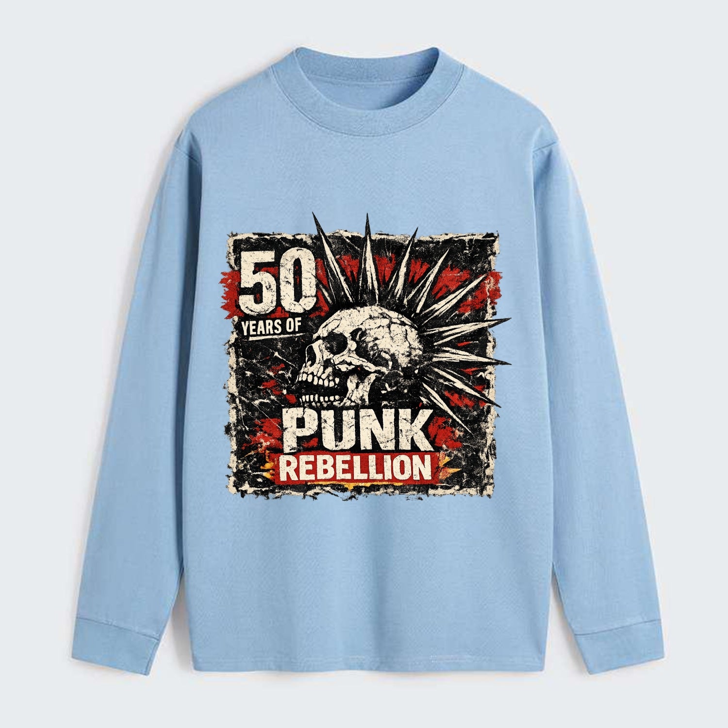 MOHAWK RISING | Spiked hair silhouette | Liberty spikes | Punk identity - Classic Long Sleeve Shirt - Light Blue