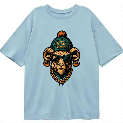 Fort Collins Ram wearing Colorado State beanie with CSU patch - Classic T-shirt - Light Blue