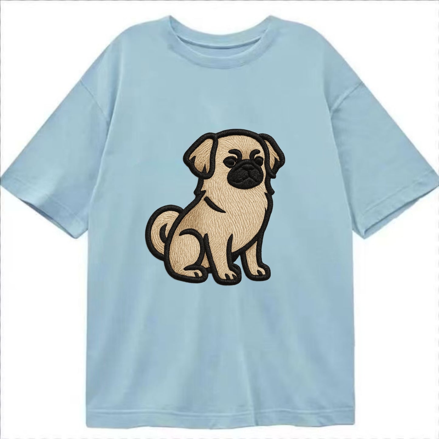 Tibetan Spaniel - Fawn small dog embroid - Classic T-shirt - Light Blue