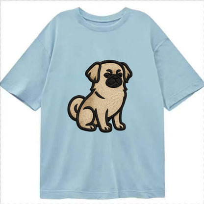 Tibetan Spaniel - Fawn small dog embroid - Classic T-shirt - Light Blue