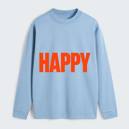 Bold typography design - "HAPPY" - joyful, content, pleased - Classic Long Sleeve Shirt - Light Blue