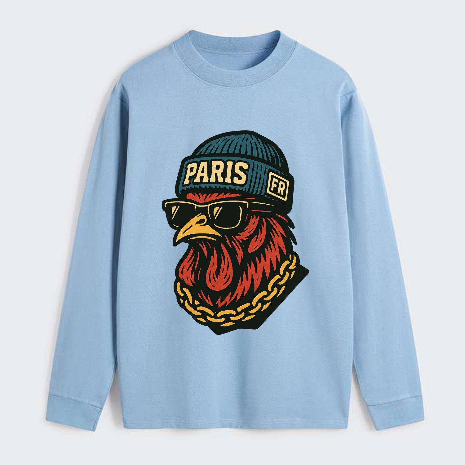 Paris Rooster - Classic Long Sleeve Shirt - Light Blue