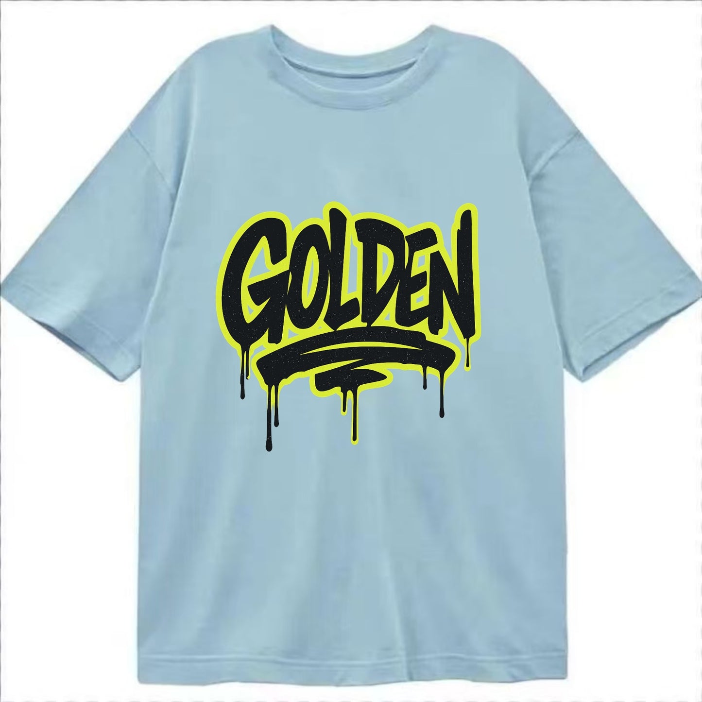 Bold typography design - "GOLDEN" - precious, valuable, excellent - Classic T-shirt - Light Blue
