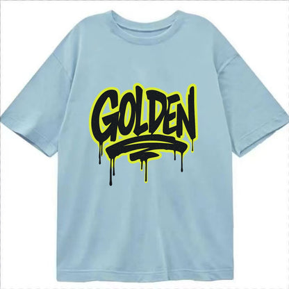 Bold typography design - "GOLDEN" - precious, valuable, excellent - Classic T-shirt - Light Blue