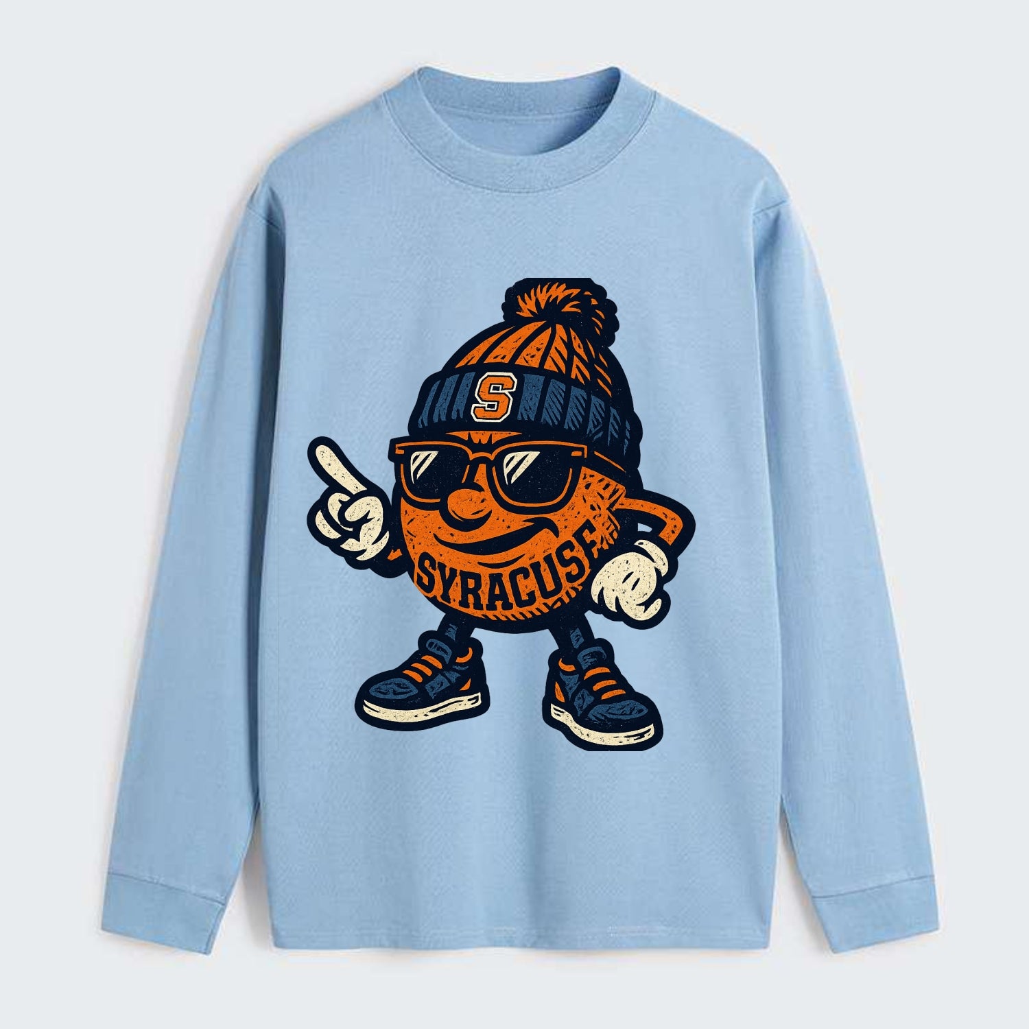 Syracuse Orange wearing Syracuse beanie with S patch - Classic Long Sleeve Shirt - Light Blue