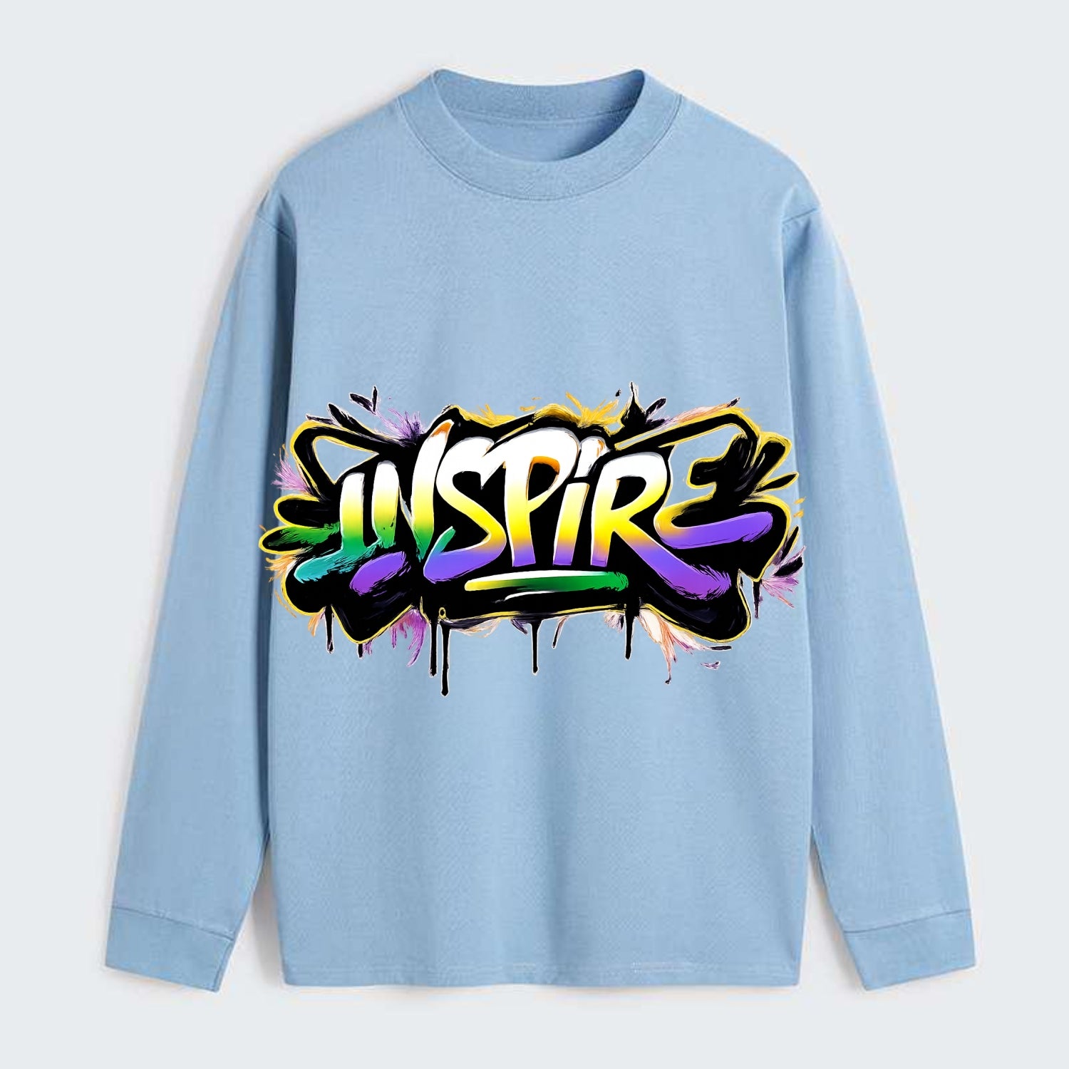 Bold typography design - "INSPIRE" - motivating others, being the spark - Classic Long Sleeve Shirt - Light Blue