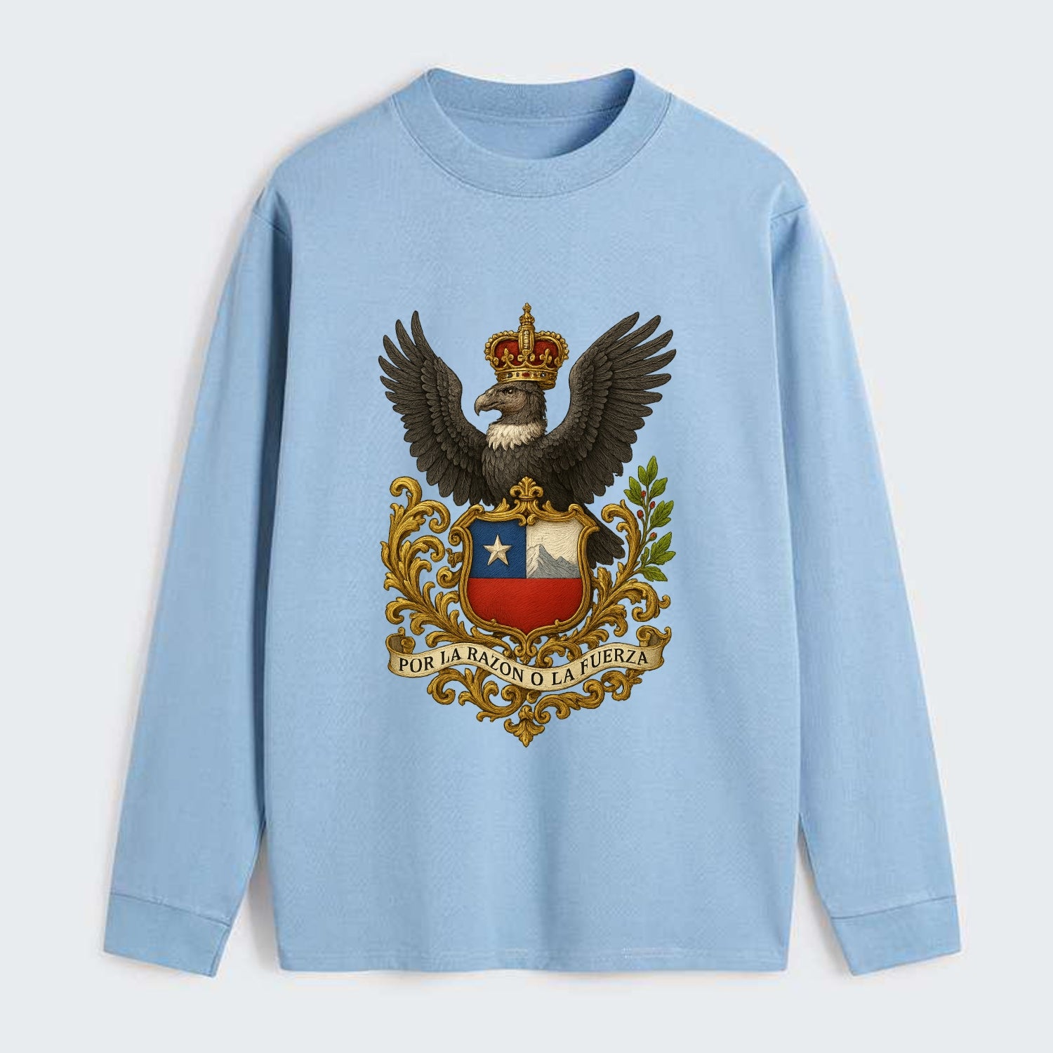 Chile Andean Condor Emblem - Classic Long Sleeve Shirt - Light Blue