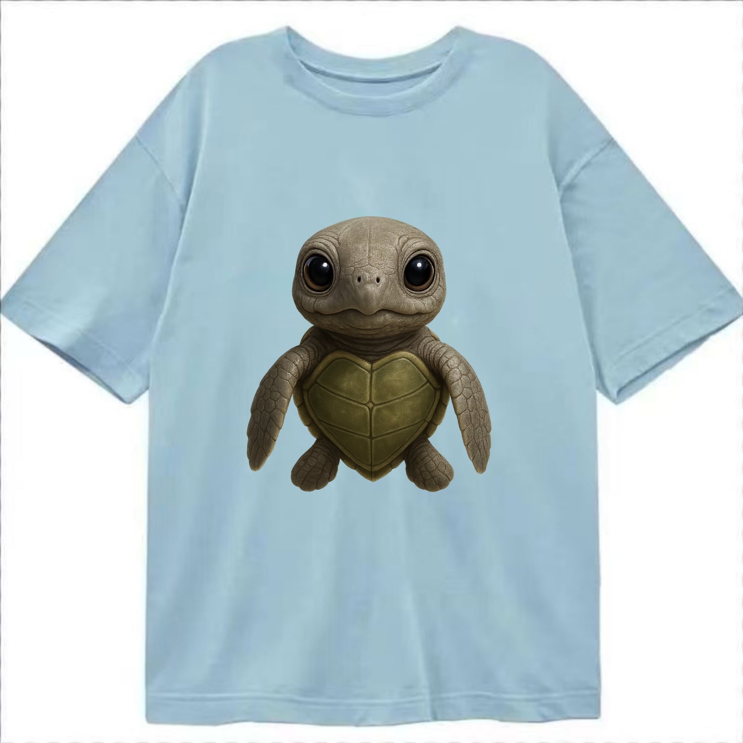 Baby Olive Ridley Turtle - olive green shell, heart-shaped carapace, bright eyes, - Classic T-shirt - Light Blue