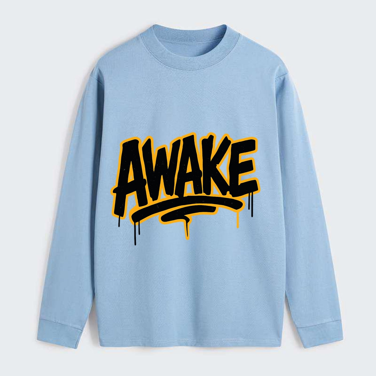 Bold typography design - "AWAKE" - conscious, aware, alert - Classic Long Sleeve Shirt - Light Blue