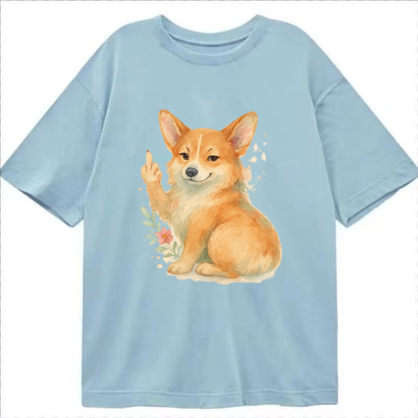 Corgi short legs and fluffy butt, one stubby paw up with sass - Classic T-shirt - Light Blue