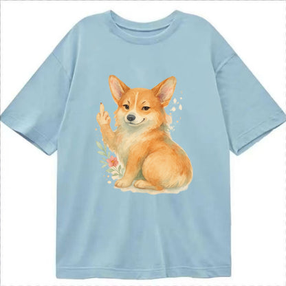 Corgi short legs and fluffy butt, one stubby paw up with sass - Classic T-shirt - Light Blue
