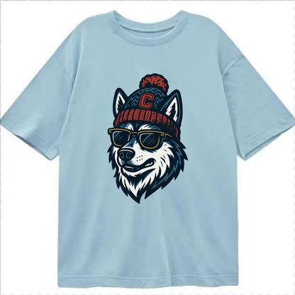 Storrs Husky wearing UConn beanie with C patch - Classic T-shirt - Light Blue