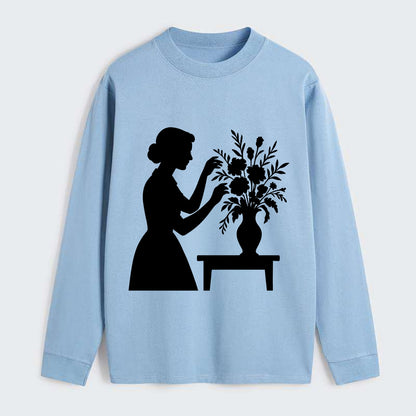 Florist arranging dramatic bouquet - Classic Long Sleeve Shirt - Light Blue
