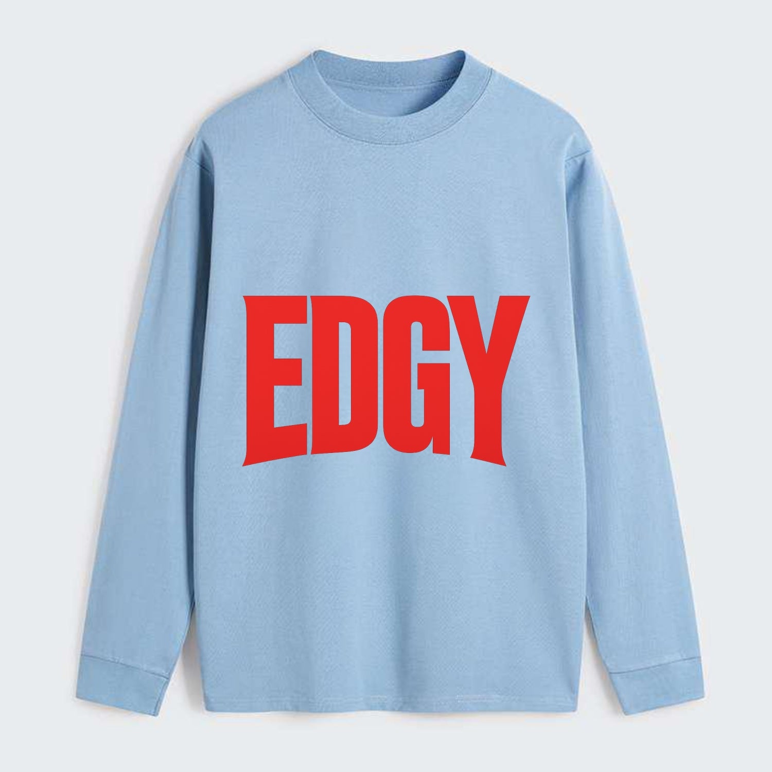 Bold typography design - "EDGY" - pushing boundaries, unconventional - Classic Long Sleeve Shirt - Light Blue