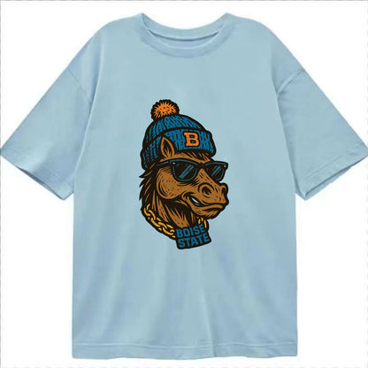 Boise Bronco wearing Boise State beanie with B patch - Classic T-shirt - Light Blue