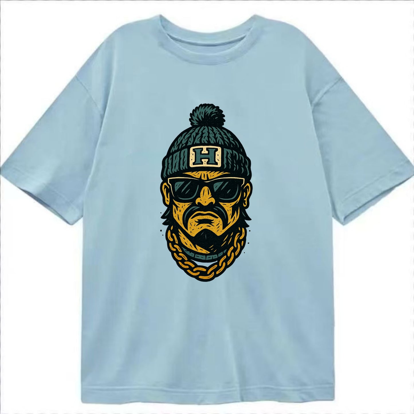 Honolulu Warrior wearing Hawaii beanie with H patch - Classic T-shirt - Light Blue
