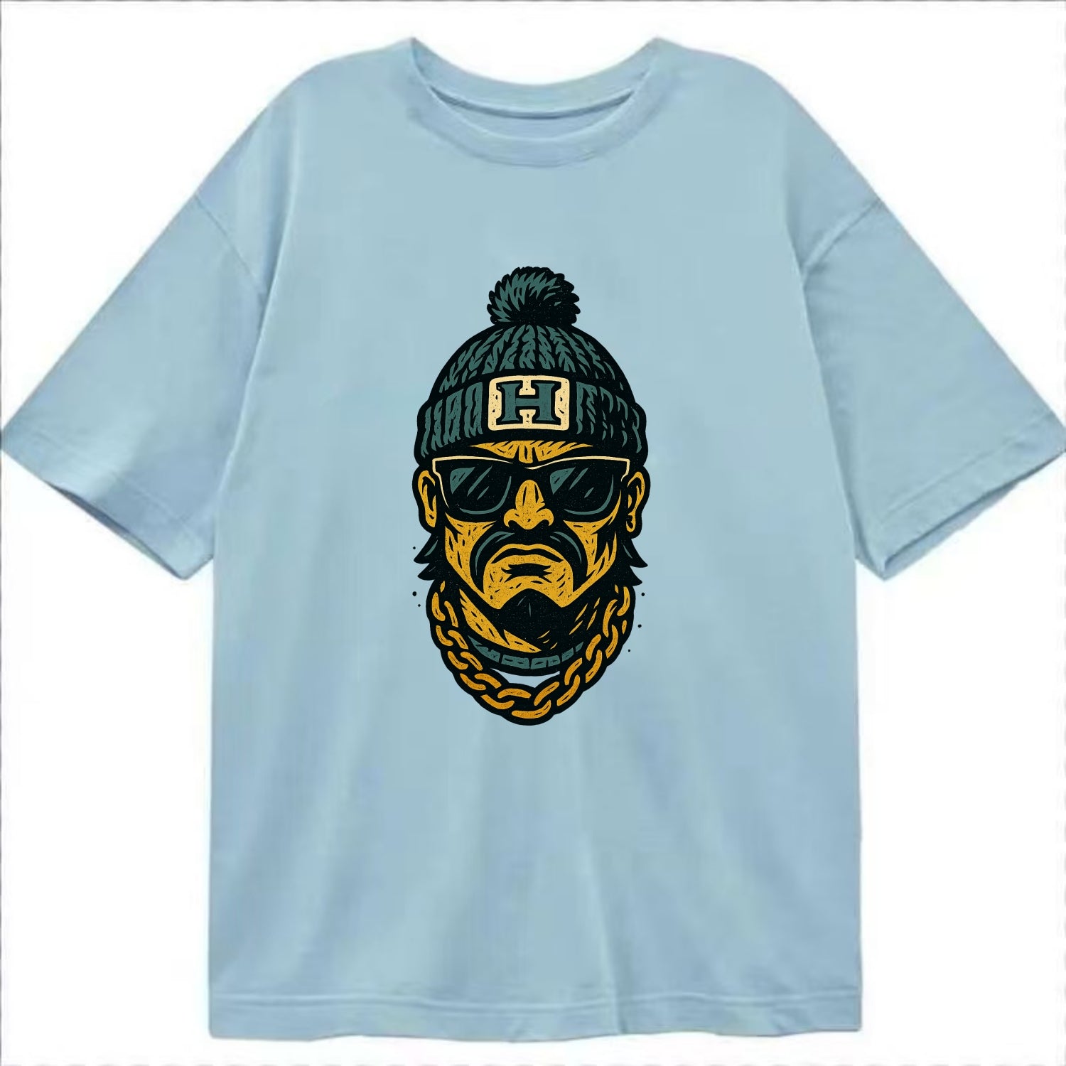 Honolulu Warrior wearing Hawaii beanie with H patch - Classic T-shirt - Light Blue