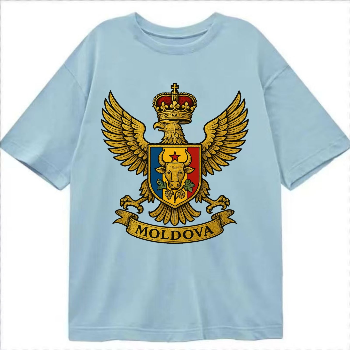Moldova Heritage Badge  - Classic T-shirt - Light Blue