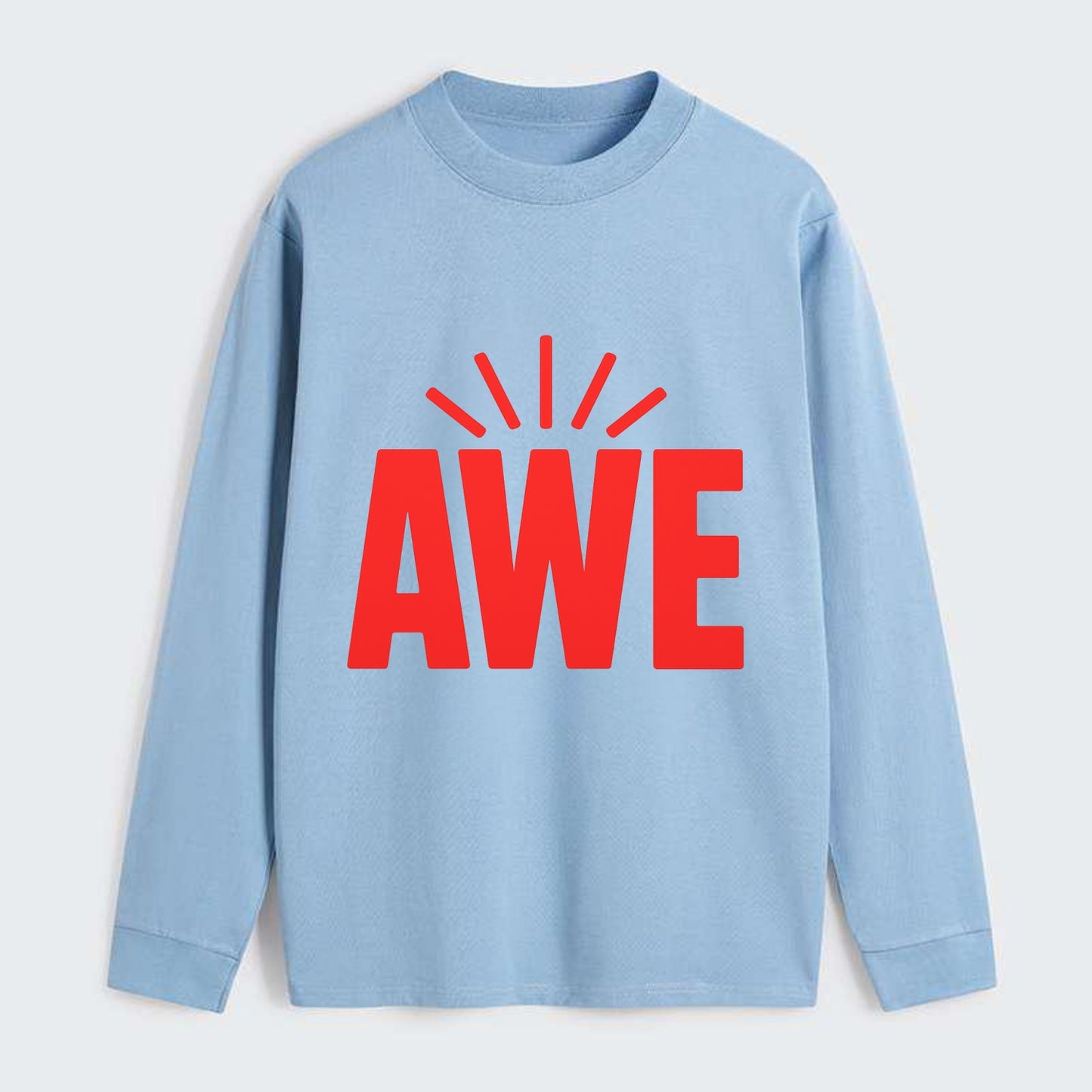 Bold typography design - "AWE" - overwhelming wonder - Classic Long Sleeve Shirt - Light Blue
